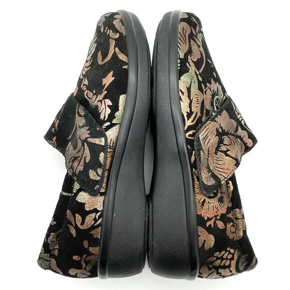 Alegria Shoes Lauryn Black Metallic Bronze Floral Comfort Clogs Women’s Size 6 - Picture 12 of 16